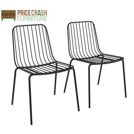 Pair of Caden Wire Dining Chairs in Black by Dorel - Price Crash Furniture