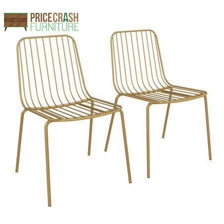 Pair of Caden Wire Dining Chairs in Gold by Dorel - Price Crash Furniture