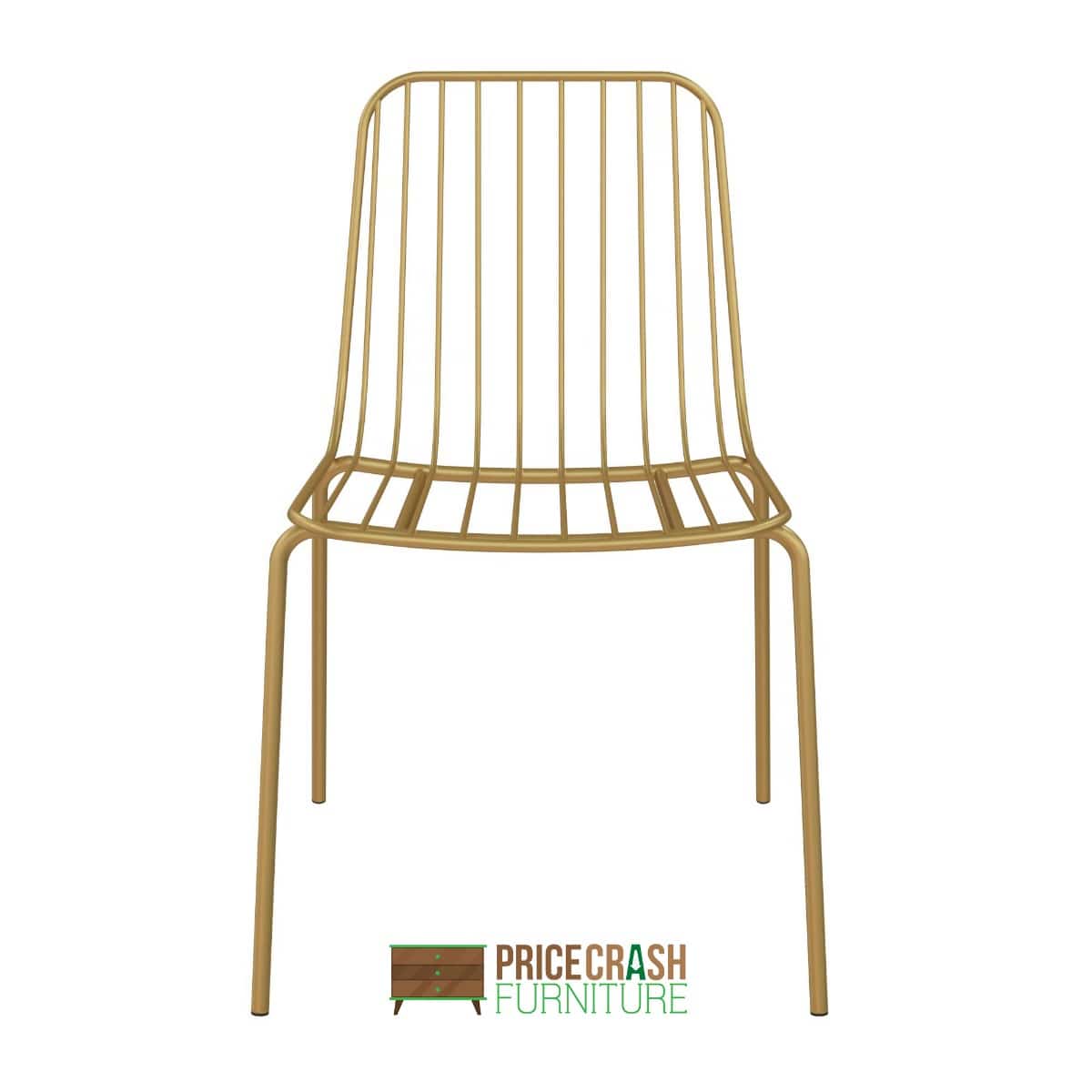 Pair of Caden Wire Dining Chairs in Gold by Dorel - Price Crash Furniture