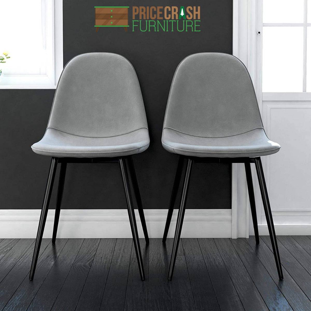 Pair of Calvin Upholstered Dining Chairs in Grey by Dorel - Price Crash Furniture