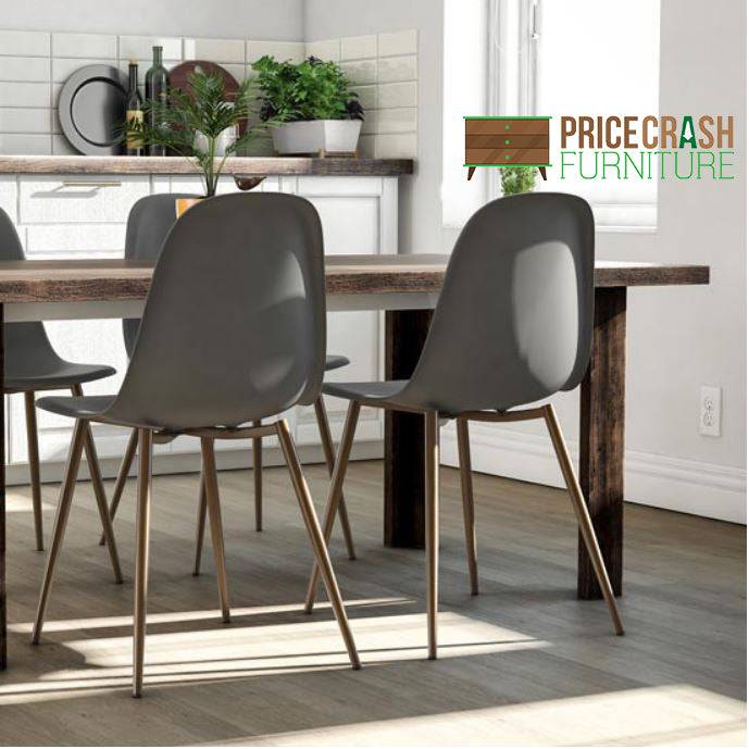 Pair of Copley Grey plastic dining chairs by Dorel - Price Crash Furniture