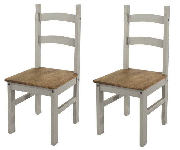 Pair of Core Products Corona Grey Washed Dining Chairs - Price Crash Furniture