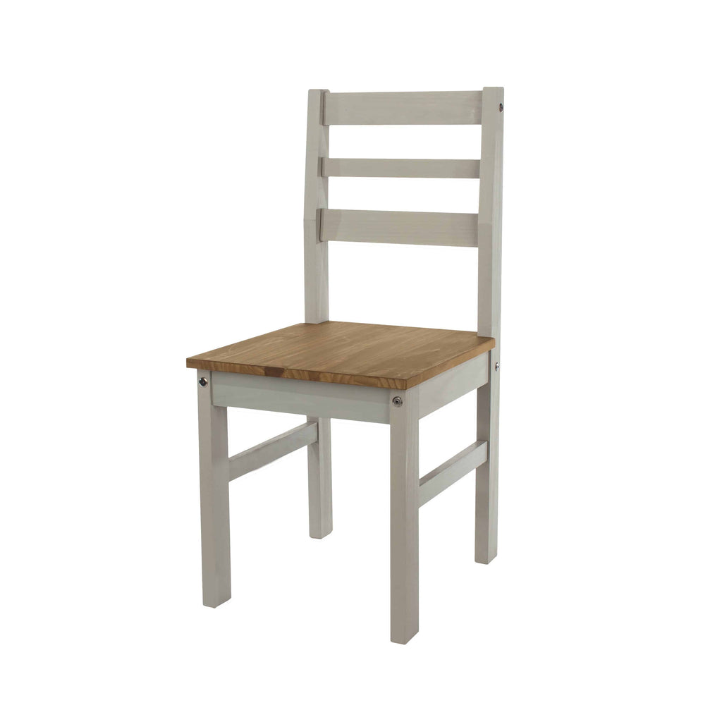 Pair of Core Products Corona Grey Washed Linea Ladder Back Dining Chairs - Price Crash Furniture