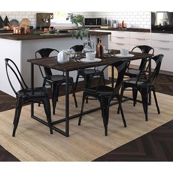 Pair of Finn Metal Dining Chairs in Black by Dorel - Price Crash Furniture