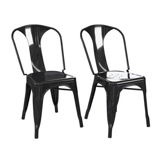 Pair of Finn Metal Dining Chairs in Black by Dorel - Price Crash Furniture
