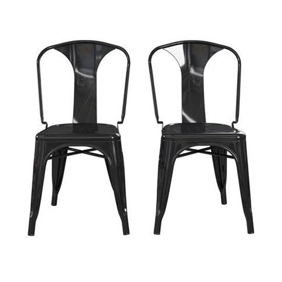 Pair of Finn Metal Dining Chairs in Black by Dorel - Price Crash Furniture