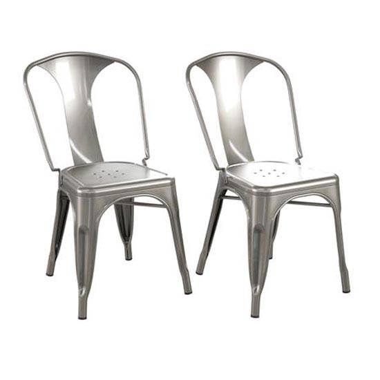 Pair of Finn Metal Dining Chairs in Grey by Dorel - Price Crash Furniture