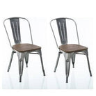 Pair of Fusion Dining Chairs with Wood Seat in Antique Gunmetal by Dorel - Price Crash Furniture