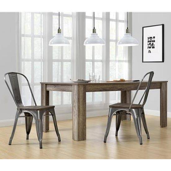 Pair of Fusion Dining Chairs with Wood Seat in Antique Gunmetal by Dorel - Price Crash Furniture