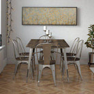 Pair of Fusion Dining Chairs with Wood Seat in Antique Gunmetal by Dorel - Price Crash Furniture