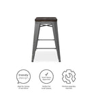 Pair of Fusion Metal 24 inch Counter Stools in Silver by Dorel - Price Crash Furniture