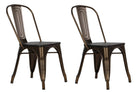 Pair of Fusion Metal Dining Chairs with Wood Seat in Antique Bronze by Dorel - Price Crash Furniture