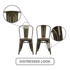 Pair of Fusion Metal Dining Chairs with Wood Seat in Antique Bronze by Dorel - Price Crash Furniture