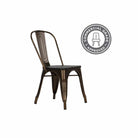 Pair of Fusion Metal Dining Chairs with Wood Seat in Antique Bronze by Dorel - Price Crash Furniture