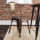 Pair of Fusion Metal Dining Chairs with Wood Seat in Antique Bronze by Dorel - Price Crash Furniture