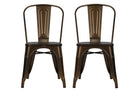 Pair of Fusion Metal Dining Chairs with Wood Seat in Antique Bronze by Dorel - Price Crash Furniture