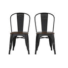 Pair of Fusion Metal Dining Chairs with Wood Seat in Black by Dorel - Price Crash Furniture