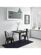 Pair of Fusion Metal Dining Chairs with Wood Seat in Black by Dorel - Price Crash Furniture