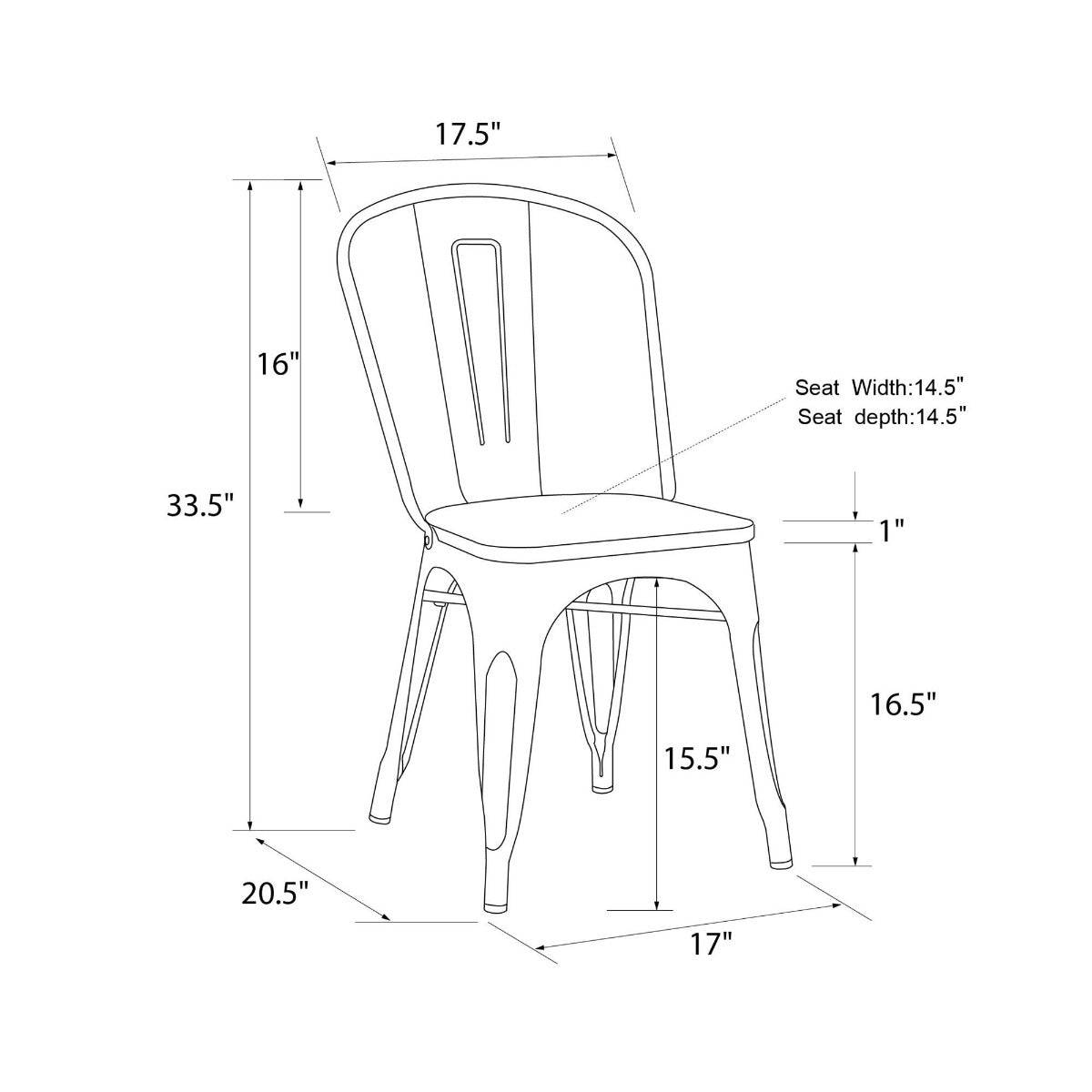 Pair of Fusion Metal Dining Chairs with Wood Seat in Black by Dorel - Price Crash Furniture