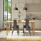 Pair of Fusion Metal Dining Chairs with Wood Seat in Silver by Dorel - Price Crash Furniture