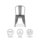 Pair of Fusion Metal Dining Chairs with Wood Seat in Silver by Dorel - Price Crash Furniture