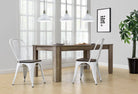 Pair of Fusion Metal Dining Chairs with Wood Seat in White by Dorel - Price Crash Furniture