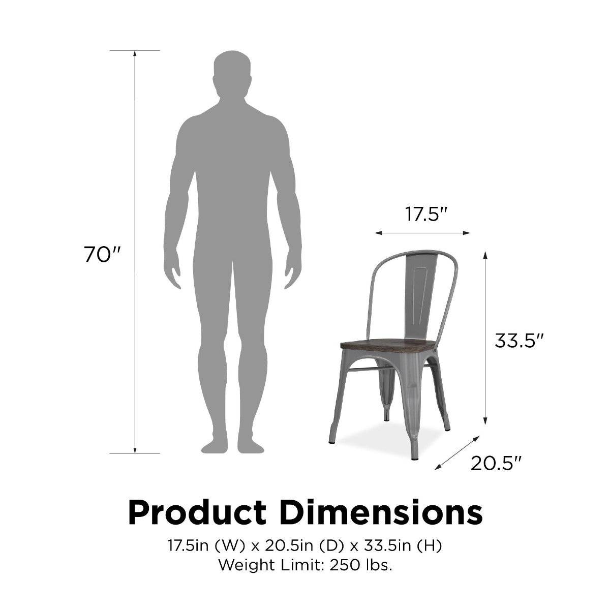 Pair of Fusion Metal Dining Chairs with Wood Seat in White by Dorel - Price Crash Furniture