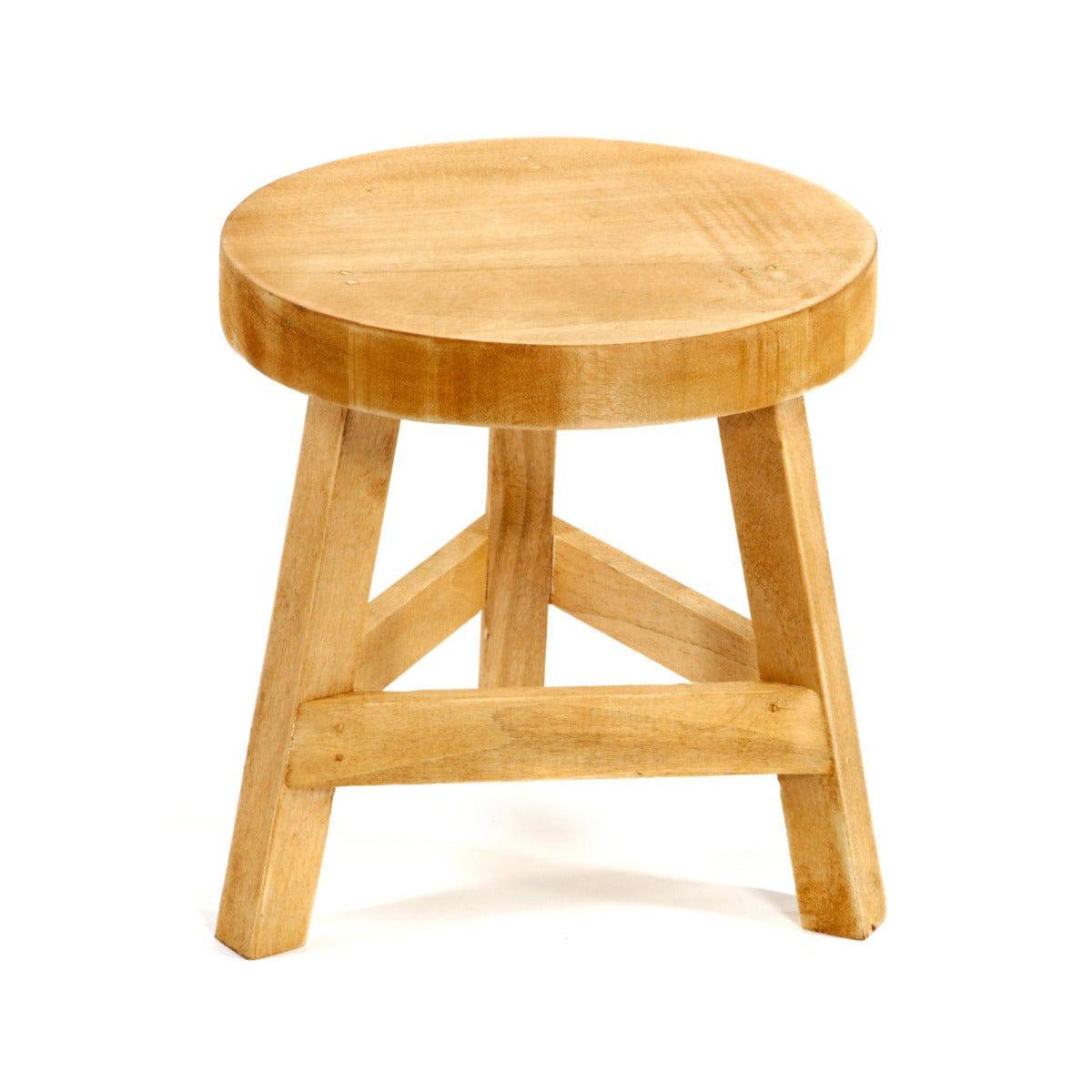 Plain Wood Three Legged Stool Standing at 23cm High - Price Crash Furniture