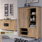 Rapallo 2 Door 5 Shelves Cabinet in Chestnut and Matera Grey - Price Crash Furniture