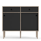 Rome Sideboard 2 Sliding Doors + 2 Drawers in Jackson Hickory Oak with Matt Black - Price Crash Furniture