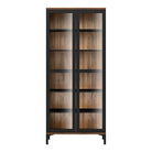 Roomers Display Cabinet Glazed 2 Doors In Black And Walnut - Price Crash Furniture