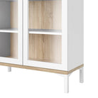 Roomers Display Cabinet Glazed 2 Doors in White and Oak - Price Crash Furniture