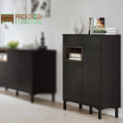 Roomers Sideboard 2 Doors 1 Drawer in Black and Walnut - Price Crash Furniture