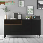 Roomers Sideboard 3 Drawers 3 Doors in Black and Walnut - Price Crash Furniture