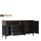 Roomers Sideboard 3 Drawers 3 Doors in Black and Walnut - Price Crash Furniture