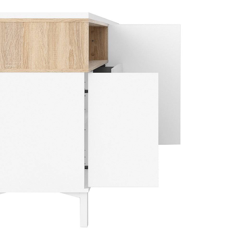 Roomers Sideboard 3 Drawers 3 Doors in White and Oak - Price Crash Furniture