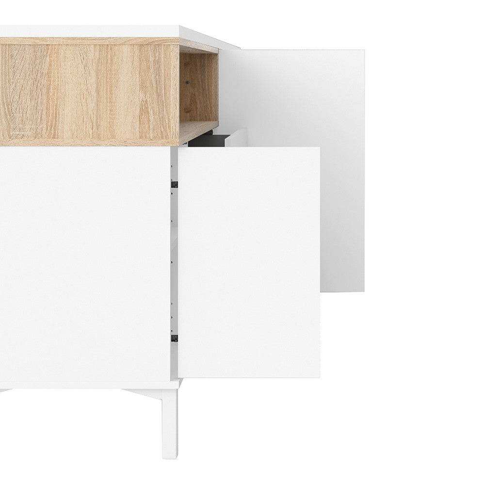Roomers Sideboard 3 Drawers 3 Doors in White and Oak - Price Crash Furniture