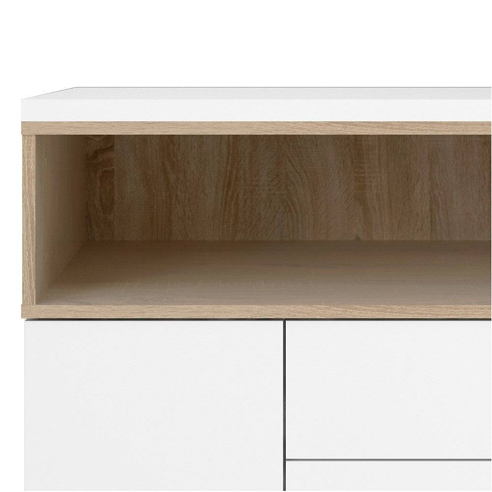 Roomers Sideboard 3 Drawers 3 Doors in White and Oak - Price Crash Furniture