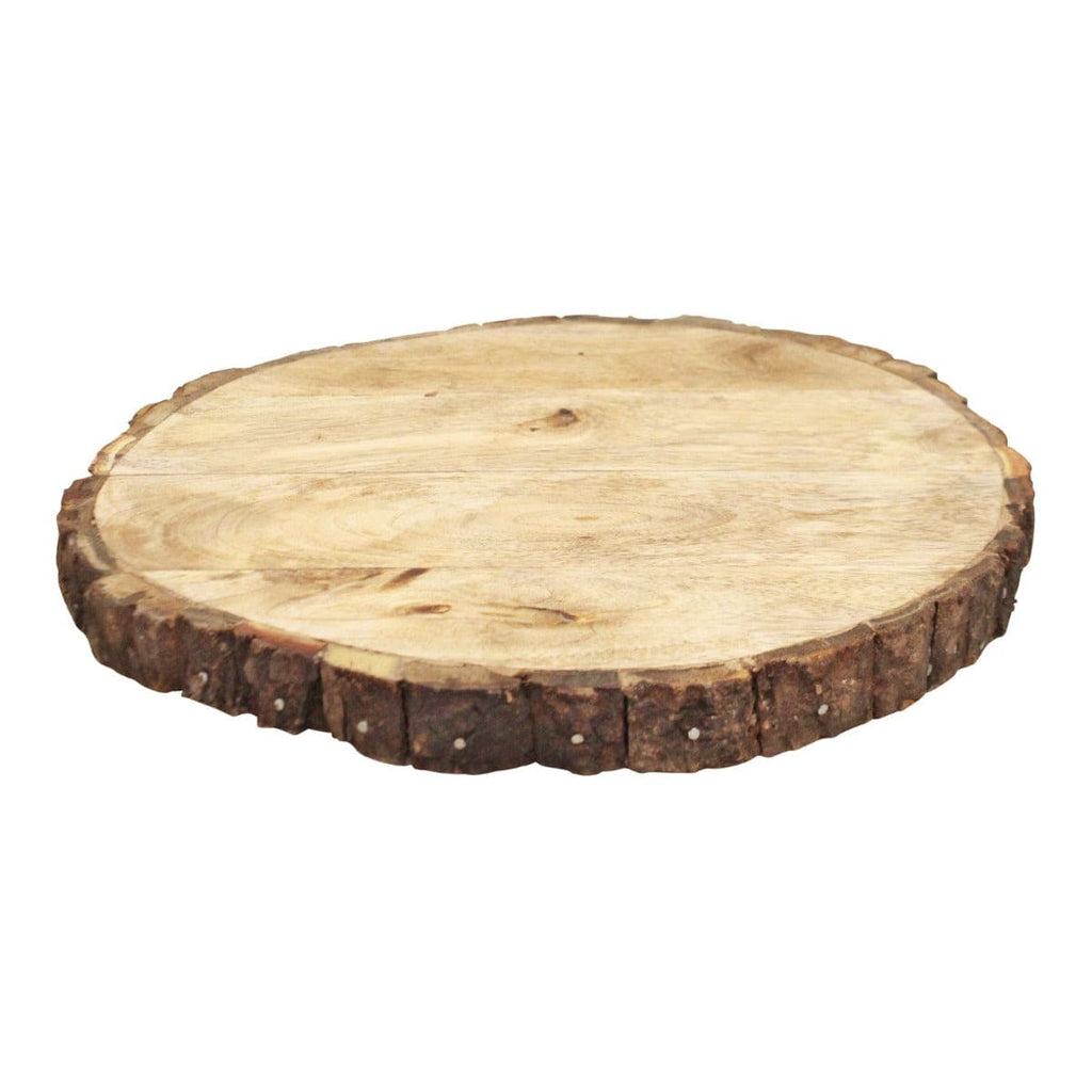 Round Wooden Bark Design Chopping/Serving Board, 30cm. - Price Crash Furniture