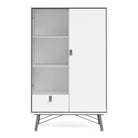 Ry China Display Cabinet 1 Door + 1 Glass Door + 1 Drawer in Matt White - Price Crash Furniture