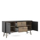 Ry Sideboard 2 Doors + 2 Drawers in Matt Black and Walnut - Price Crash Furniture