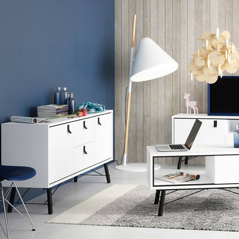 Ry Sideboard 2 Doors + 2 Drawers in Matt White - Price Crash Furniture