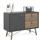 Ry Sideboard with 1 Door + 2 Drawers in Matt Black and Walnut - Price Crash Furniture