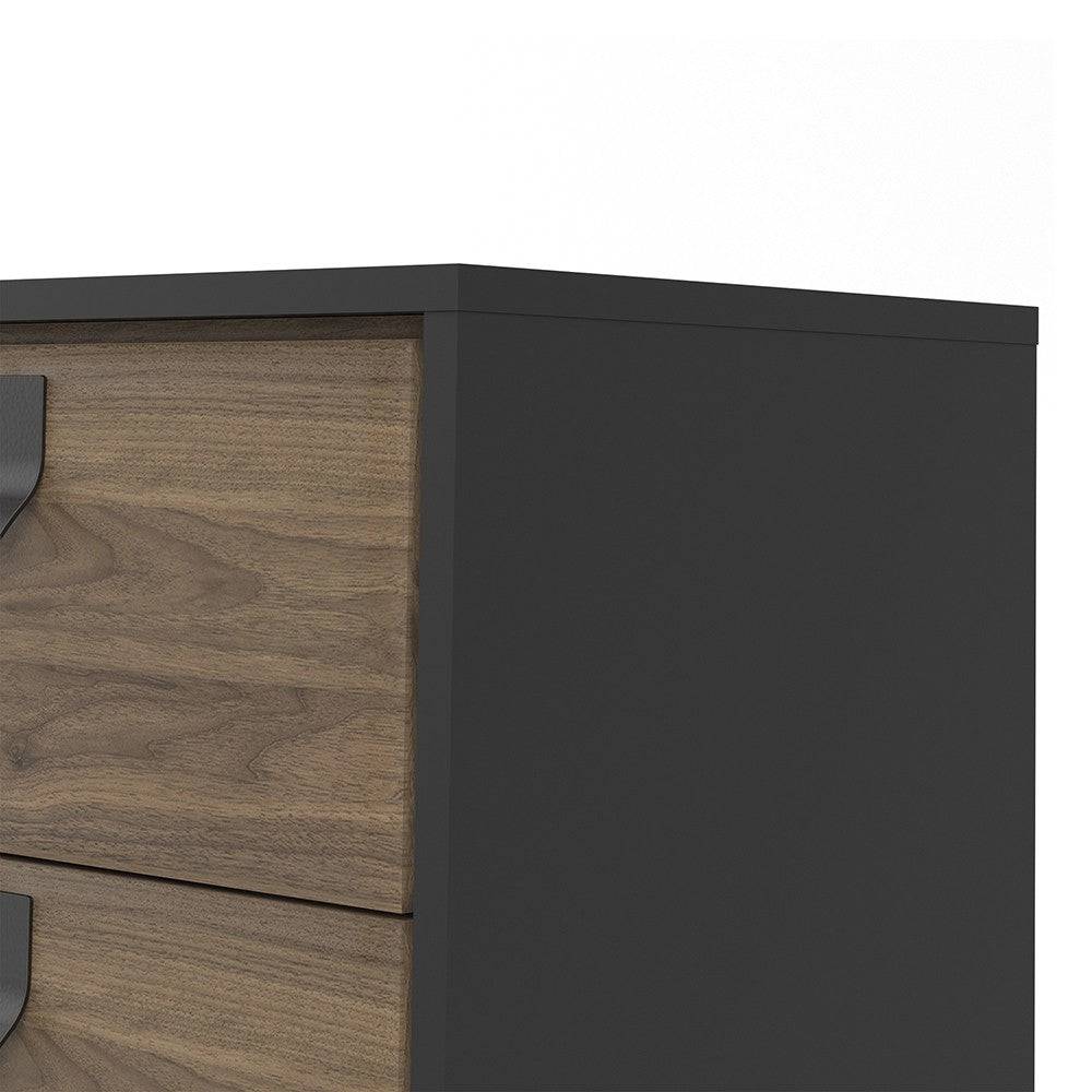 Ry Sideboard with 1 Door + 2 Drawers in Matt Black and Walnut - Price Crash Furniture