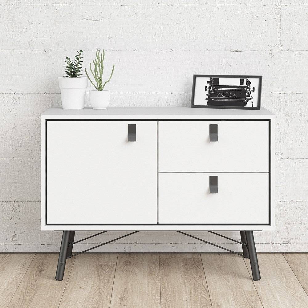 Ry Sideboard with 1 Door + 2 Drawers in Matt White - Price Crash Furniture