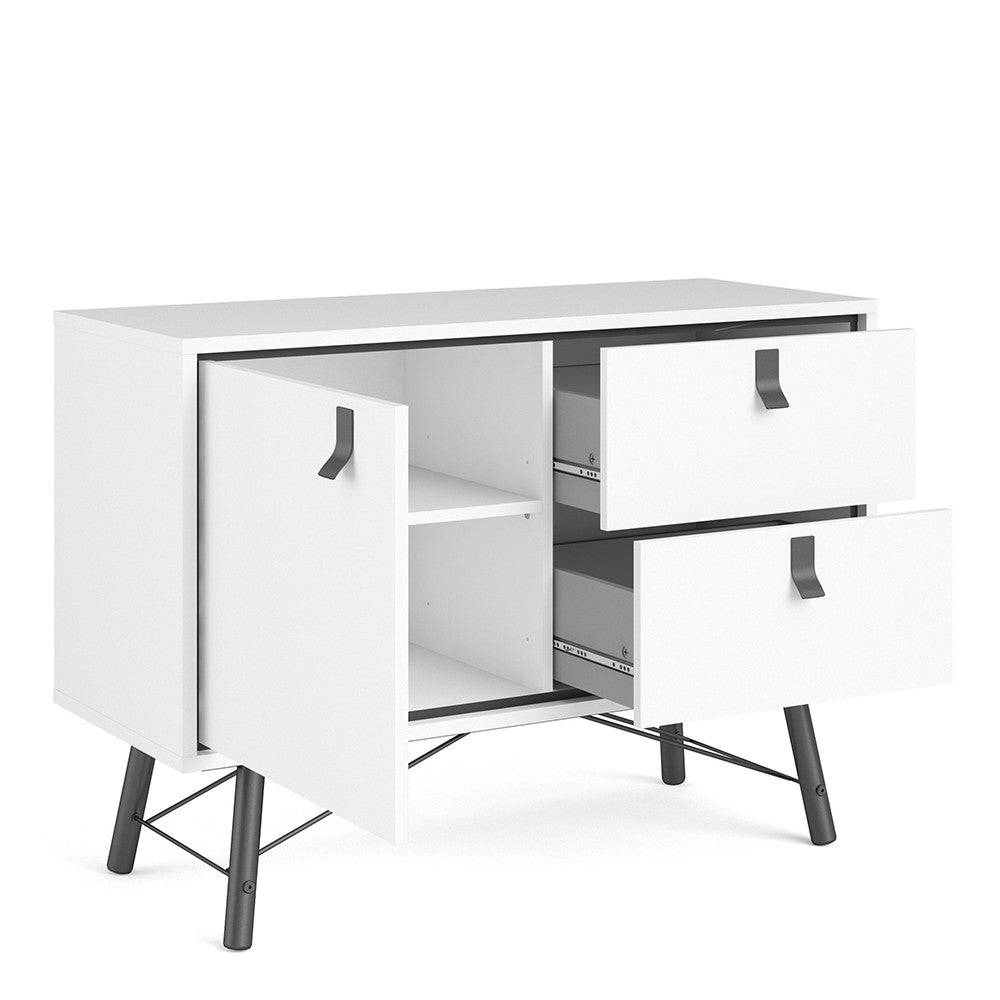 Ry Sideboard with 1 Door + 2 Drawers in Matt White - Price Crash Furniture