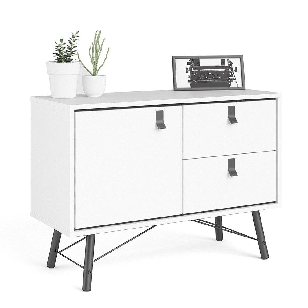 Ry Sideboard with 1 Door + 2 Drawers in Matt White - Price Crash Furniture