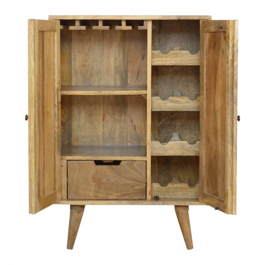 Scandinavian Style Cabinet With 4 Wine Glasses Slot And 1 Drawer - Price Crash Furniture