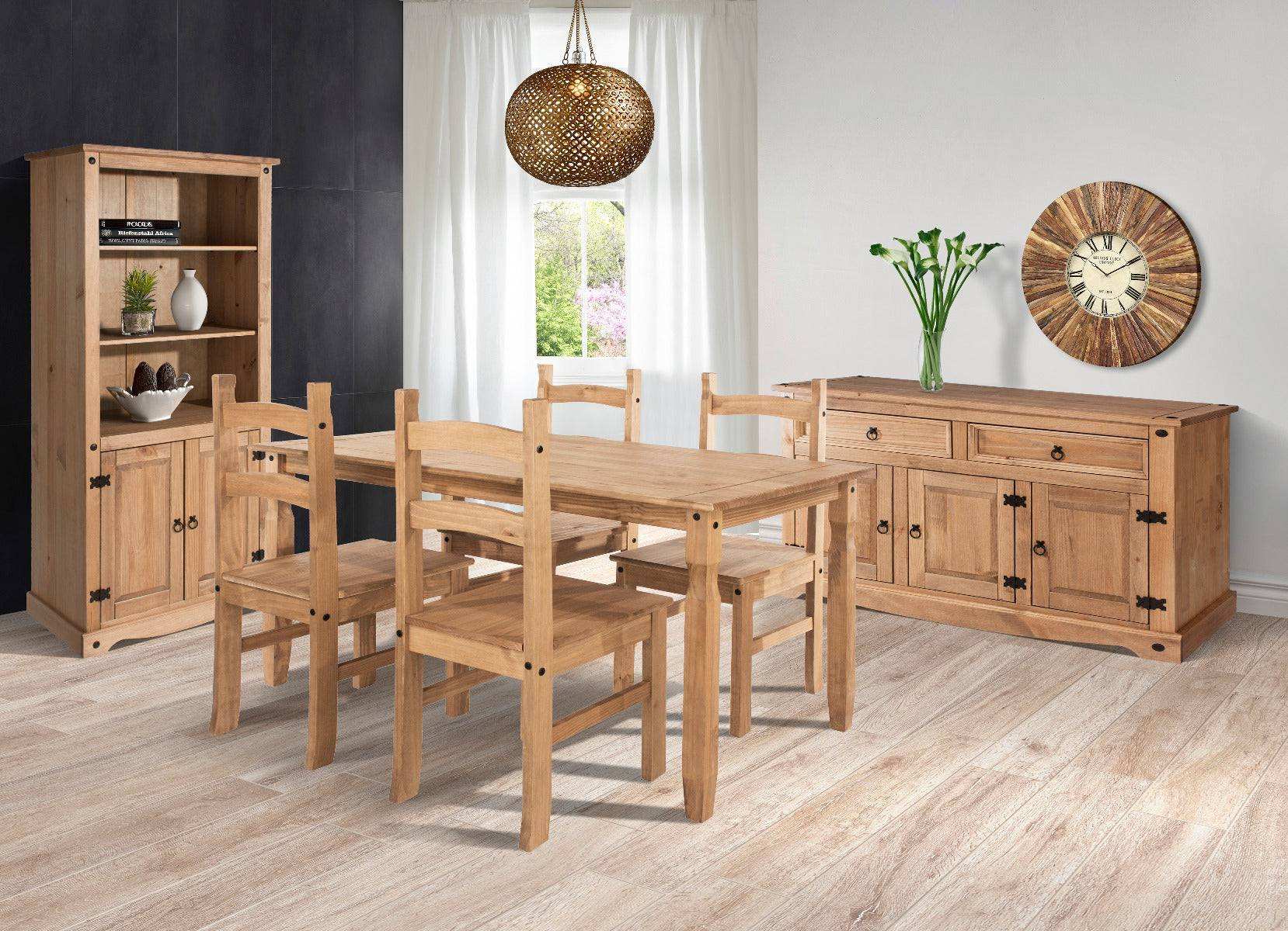 Set of 2 Corona Solid Pine Dining Chairs by Core Products - Price Crash Furniture