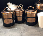 Set of 3 Black & Copper Tea, Sugar & Coffee Tins - Price Crash Furniture